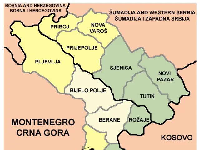 The image shows a poster with a map of Montenegro, featuring the provinces of the country. The map...
