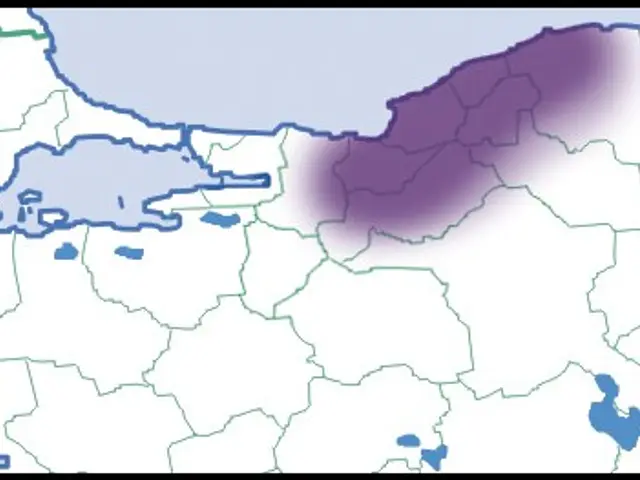 The image shows a map of Bulgaria with the provinces highlighted in purple and green, indicating...