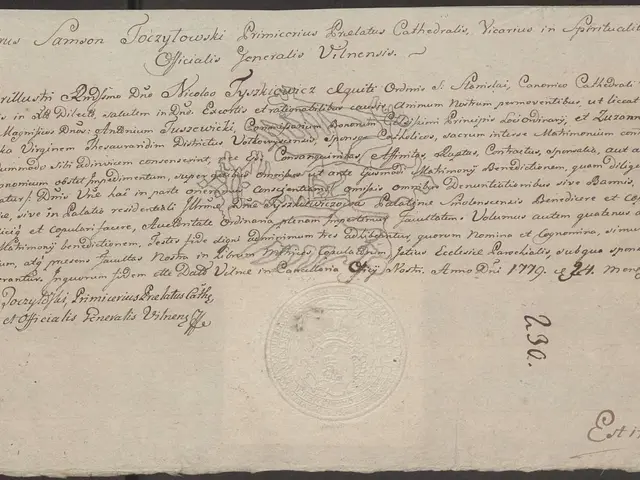 The image shows an old document with a stamp on it, which is an official document of the general's...