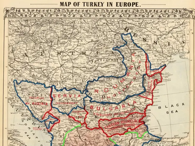The image shows a map of Turkey in Europe during the Berlin Congress Treaty in July 1878. It is a...
