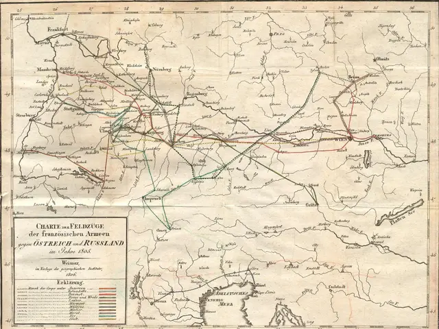 The image shows an old map of Germany with a black border and text written on it. The map is...