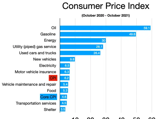 The image shows a bar chart depicting the consumer price index for October 2020 to October 2021....