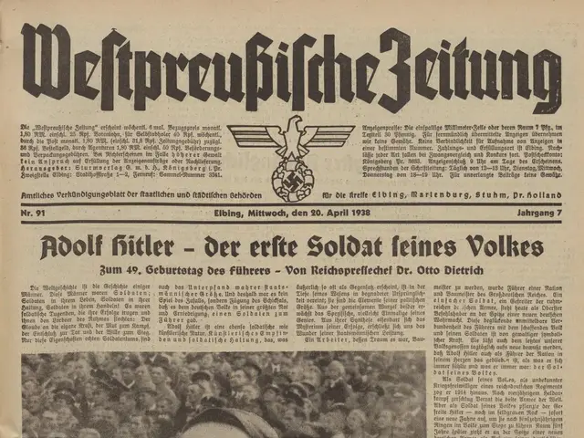 The image shows Adolf Hitler, the leader of the Nazi Party, on the front page of a German...