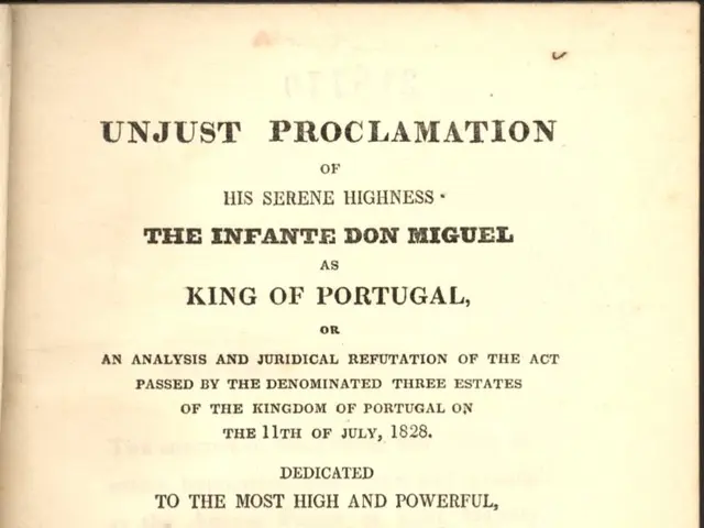 The image shows an old book with a black background and a stamp on it. The text on the paper reads...
