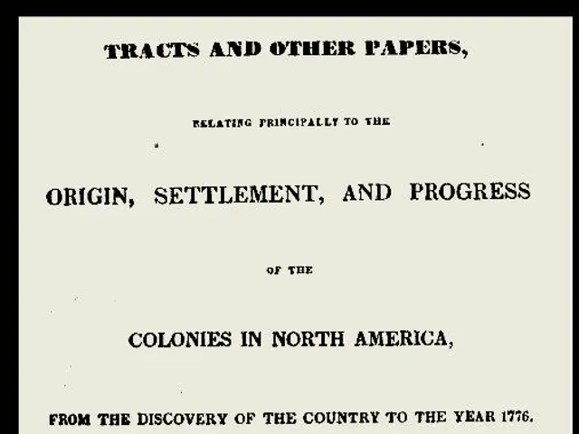 The image shows a paper with text on it, detailing the origins, settlement, and progress of the...