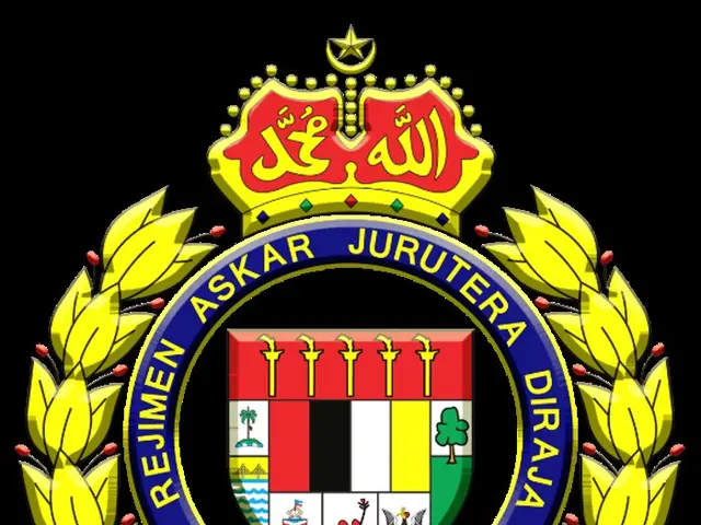 The image shows the logo of the Indonesian government, which consists of a shield with a blue...