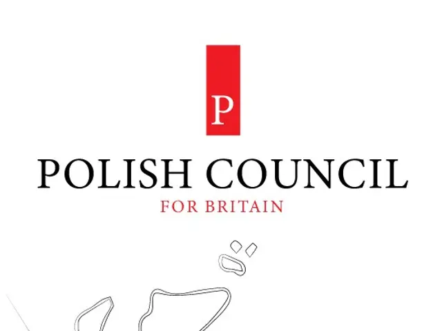 The image shows a poster for the Polish Council for Britain, featuring a logo and text. The logo is...