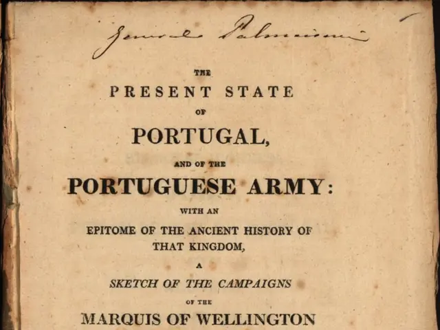 The image shows an old book with the title "The Present State of Portugal, and the Portuguese Army"...