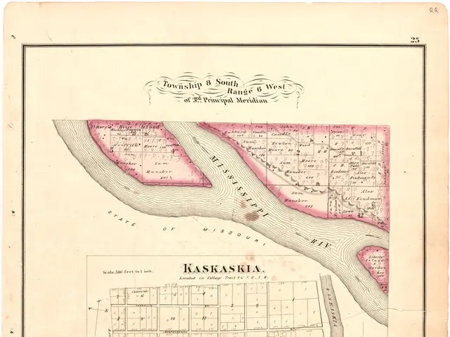 The image shows an old map of the city of Saskatoon, Saskatchewan. It is a paper map with text at...