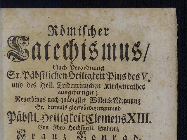 The image shows an old book with a black background and a coat of arms on it. The text on the paper...