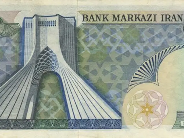 The image shows an Iranian 200 Rials banknote with a picture of a bridge on it. The note is from...