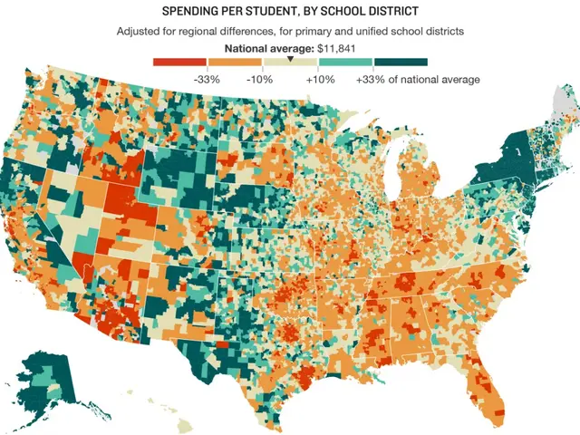 The image shows a map of the United States with different colors representing the percentage of...
