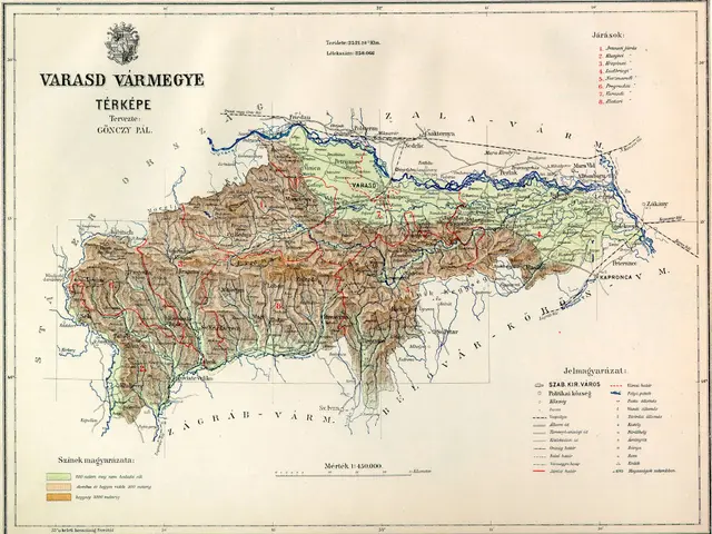 The image shows an old map of the Caucasus region of Armenia, with text and a logo. It is a...