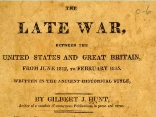 The image shows a paper with the text "The Late War between the United States and Great Britain,...