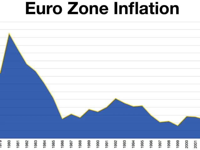 The image shows a blue graph depicting the number of euro zone inflation in the United States. The...