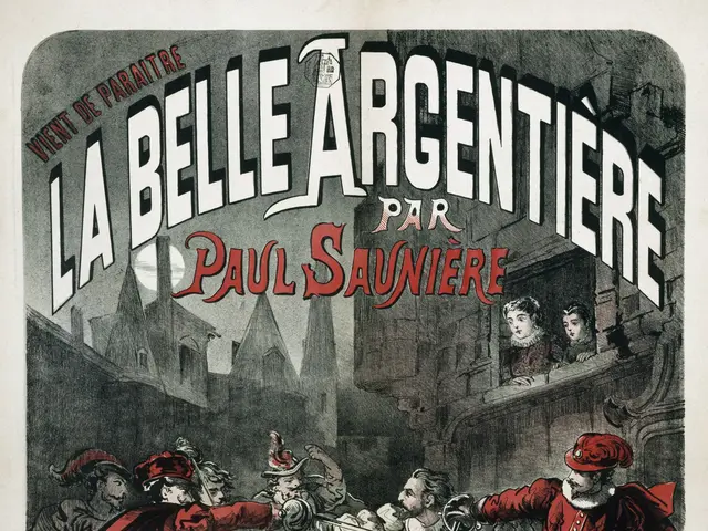 The image shows an old book with a picture of a group of people engaged in a fight, with the words...