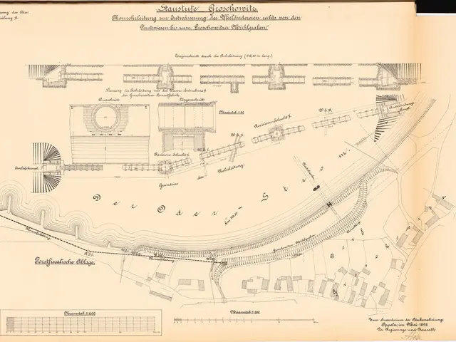 The image shows an old book with a drawing of a city on it. The drawing is detailed and shows the...