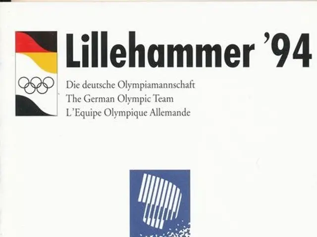 The image shows a poster for the 1994 Winter Olympics in Lillehammer, Germany. It features a logo...