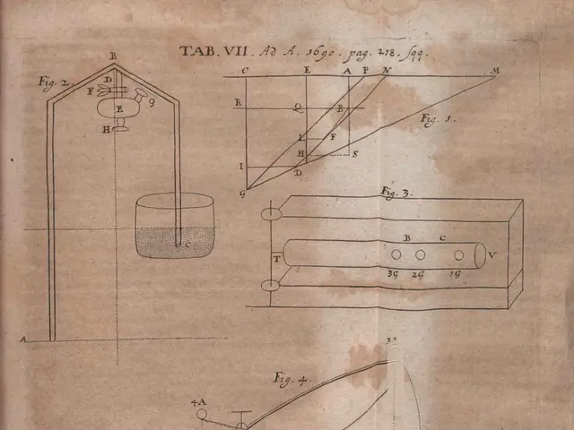 The image shows an old book with a drawing of a machine on it, which is believed to be the first...