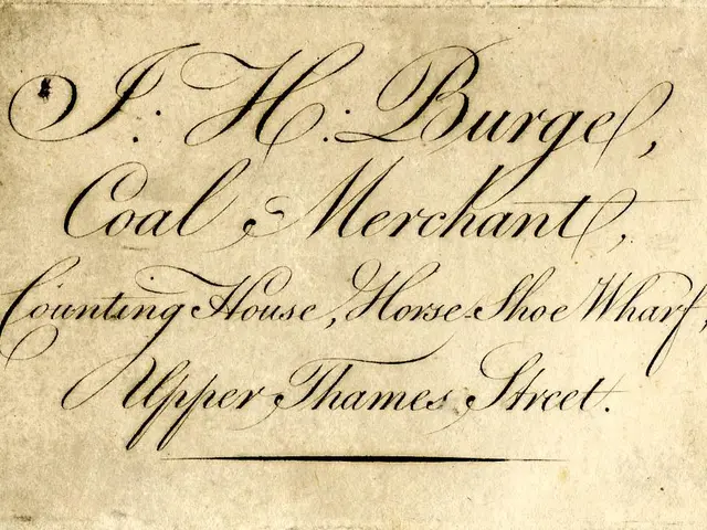 The image shows an old business card with the words "P.H. Burger, Coal Merchant, Counting House,...